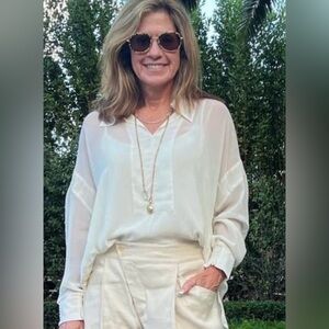 Cabi Abbey Blouse - sheer blouse with cami